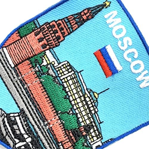 A-One 3 PCS Pack- Moscow River Embroidery+Russia Flag Lapel Pin and Patch, ของที่ระลึกในเมือง, อุปกรณ์ตกแต่งและความรักชาติ,