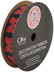 Offray University of Mississippi Ole Miss Rebels Fabric, 9/16 x 9ft Ribbon