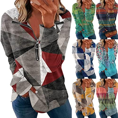 สตรีมีขนาดใหญ่ครึ่งซิปเสื้อสวมหัวเสื้อแขนยาวเสื้อยืดแขนยาว Quarter Sweater Juniors Fall Y2K ชุด