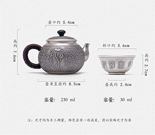 Silver Teapot Sterling Silver 999 Tea Heart Sutra Water Tea Kettle Home Home Kung Fu Teaoot Drinkware ของขวัญ