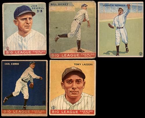 1933 ทีม Goudey New York Yankees ตั้งค่า W/O Ruth และ Gehrig New York Yankees Good Yankees