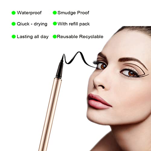 Glamcolour Eyeliner Pen Liquid Liner Pen พร้อมกับการเติมตา 2 มล. แพ็คการป้องกันการกันน้ำที่ยั่งยืนตลอดทั้งวันดินสอสำหรับผู้หญิงและ??