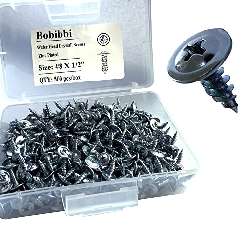 Bobibbi truss head screws 8 x 1/2 ’500pcs สกรูไม้, สกรูหัวเวเฟอร์ของฟิลลิปส์ดัดแปลงด้วย MDF สังกะสี